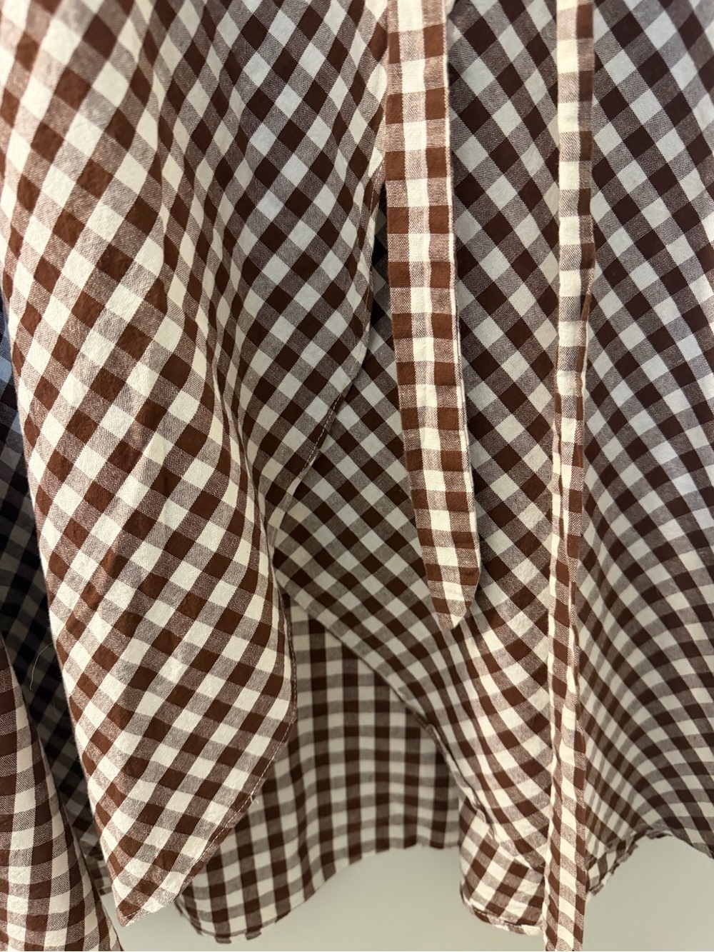 Miguelina Brown & Cream Gingham A-Line Wrap Skirt - Picture 4 of 6